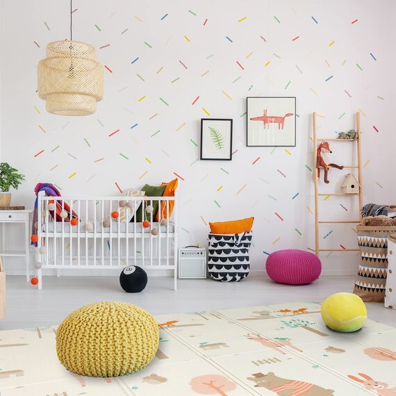 CCLIFE Krabbelmatte Baby Spielmatte Kinder 196x176x1cm Faltbar Spielteppich Spielunterlage Groß Rutschfest Beidseitig Tragbar Wasserdicht Innen Außen Bunt
