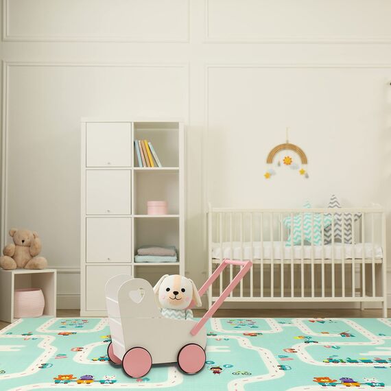 CCLIFE Krabbelmatte Baby Spielmatte Kinder 196x176x1cm Faltbar Spielteppich Spielunterlage Groß Rutschfest Beidseitig Tragbar Wasserdicht Innen Außen Bunt