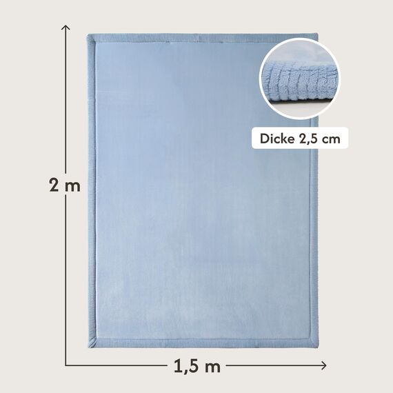 Hakuna Matte Wolkenweiche Spielmatte Baby 200x150x2,5cm, blau – Teppich für Kinderzimmer mit hochwertigem Memory-Schaum – Krabbelmatte Baby mit Rutschfester Unterseite – Krabbeldecke, Tatami Matte