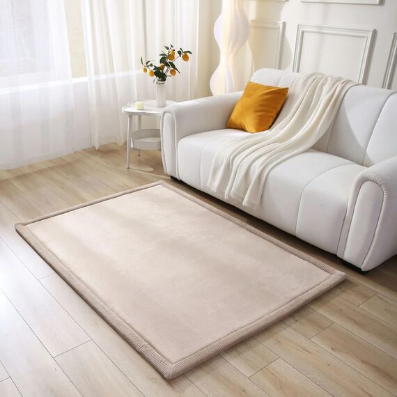 Hakuna Matte Wolkenweiche Spielmatte Baby 170 x 120 x2,5cm, beige – Teppich für Kinderzimmer mit hochwertigem Memory-Schaum – Krabbelmatte Baby mit Rutschfester Unterseite – Krabbeldecke, Tatami Matte