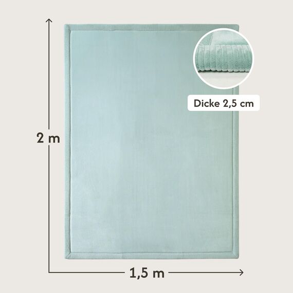 Wolkenweiche Spielmatte Baby 200x150x2,5cm, grün – Teppich für Kinderzimmer mit hochwertigem Memory-Schaum – Krabbelmatte Baby mit Rutschfester Unterseite – Krabbeldecke, Kinderteppich, Tatami Matte