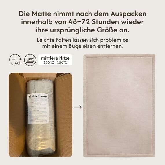 Hakuna Matte Wolkenweiche Spielmatte Baby 280x200x2,5cm, beige – Teppich für Kinderzimmer mit hochwertigem Memory-Schaum – Krabbelmatte Baby mit Rutschfester Unterseite – Krabbeldecke, Tatami Matte