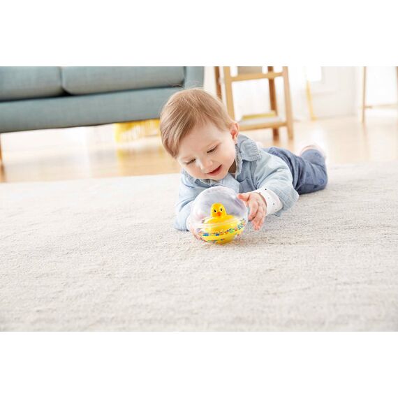 Fisher-Price WaterMates Entchenball, Lustige Ente in Kugel mit Konfetti, Baby Spielzeug, Spielball, Badewannenspielzeug, ab 3 Monate, 75676