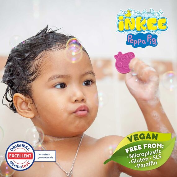 INKEE Peppa Pig Mini Badebomben Kinder 10er Pack - 30 Badekugeln - Spaßige Farben, Mandelöl & Erdbeerduft