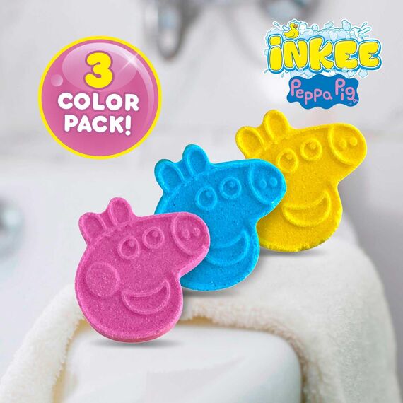 INKEE - Peppa Pig Badebomben Kinder 3er Pack - Badekugeln Mädchen mit Mandelöl & Erdbeerduft 3x15g, Peppa Wutz geschenkideen