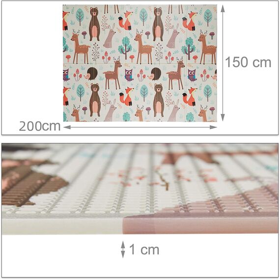 Spielmatte baby Teppich Babymatte faltbarer Spieldecke Krabbelmatte baby Bodenmatte XPE rutschfest Material, Tragbar für Innen- oder Außenbereich (Beige)