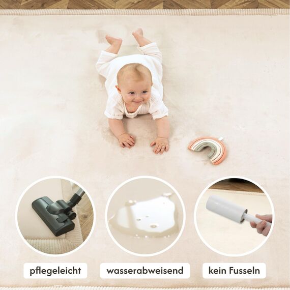 Hakuna Matte Wolkenweiche Spielmatte Baby 170 x 120 x2,5cm, beige – Teppich für Kinderzimmer mit hochwertigem Memory-Schaum – Krabbelmatte Baby mit Rutschfester Unterseite – Krabbeldecke, Tatami Matte