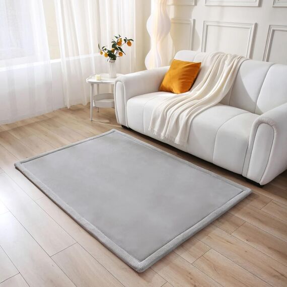 Hakuna Matte Wolkenweiche Spielmatte Baby 170x120x2,5cm, grau – Teppich für Kinderzimmer mit hochwertigem Memory-Schaum – Krabbelmatte Baby mit Rutschfester Unterseite – Krabbeldecke, Tatami Matte