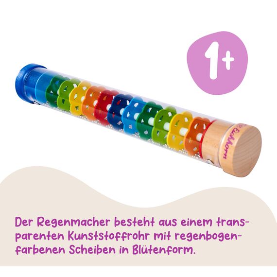 Eichhorn 100003446 - Regenmacher aus massivem Holz, Kunststoffrohr mit Metallkugeln, 32x5cm