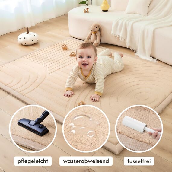 Wolkenweiche Spielmatte Baby 200x150x2,5cm, bögen – Teppich für Kinderzimmer mit hochwertigem Memory-Schaum – Krabbelmatte Baby mit Rutschfester Unterseite – Krabbeldecke Kinderteppich Tatami Matte
