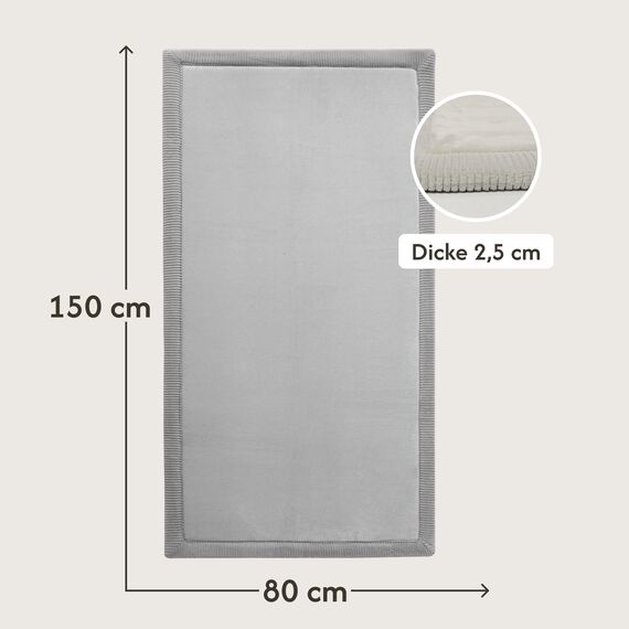 Hakuna Matte Wolkenweiche Spielmatte Baby 150x80x2,5cm, grau – Teppich für Kinderzimmer mit hochwertigem Memory-Schaum – Krabbelmatte Baby mit Rutschfester Unterseite – Krabbeldecke, Tatami Matte