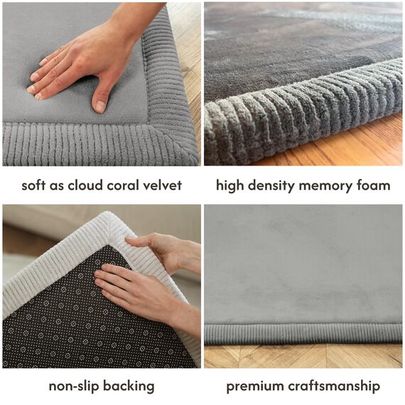 Wolkenweiche Spielmatte Baby 280x200x2,5cm, Dunkelgrau– Teppich für Kinderzimmer mit hochwertigem Memory-Schaum Krabbelmatte Baby mit Rutschfester Unterseite Krabbeldecke, Kinderteppich, Tatami Matte