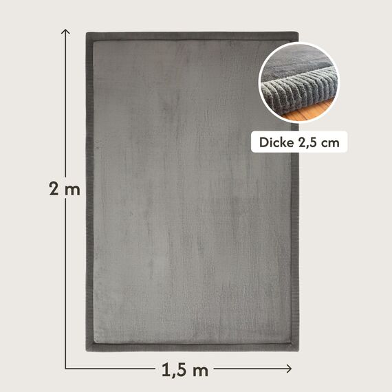 Hakuna Matte Wolkenweiche Spielmatte Baby 200x150x2cm, Dunkelgrau– Teppich für Kinderzimmer mit hochwertigem Memory-Schaum Krabbelmatte Baby mit Rutschfester Unterseite Krabbeldecke, Tatami Matte