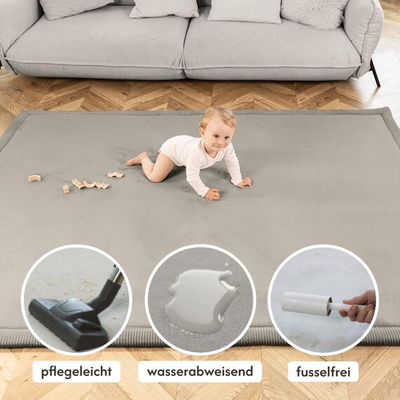 Hakuna Matte Wolkenweiche Spielmatte Baby 200x150x2cm, Dunkelgrau– Teppich für Kinderzimmer mit hochwertigem Memory-Schaum Krabbelmatte Baby mit Rutschfester Unterseite Krabbeldecke, Tatami Matte