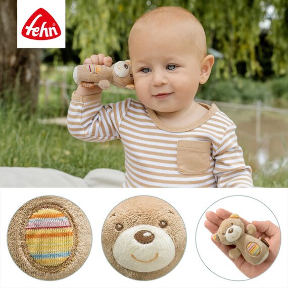 Mini-Rassel Teddy – Mini-Greifling zum Rasseln, Fühlen, Spielen - kuschelweiches Stoff-Tier – ein treuer Begleiter für Babys und Kleinkinder ab 0+ Monaten