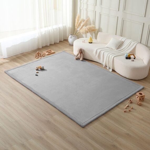 Hakuna Matte Wolkenweiche Spielmatte Baby 280x200x2,5cm, Grau– Teppich für Kinderzimmer mit hochwertigem Memory-Schaum – Krabbelmatte Baby mit Rutschfester Unterseite – Krabbeldecke, Tatami Matte