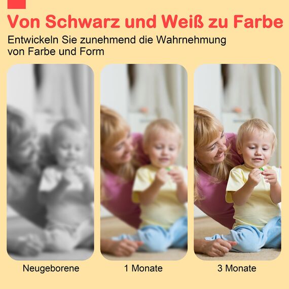 URMYWO Kontrastbuch Baby, Schwarz Weiß Doppelseitig babyStoffbuch, Soft Bilderbuch aus Stoff mit Spiegeln, Kinderwagen Kontrast Spielzeug Baby 0 3 6 Monate Geschenk für Babys