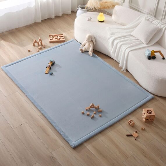Hakuna Matte Wolkenweiche Spielmatte Baby 200x150x2,5cm, blau – Teppich für Kinderzimmer mit hochwertigem Memory-Schaum – Krabbelmatte Baby mit Rutschfester Unterseite – Krabbeldecke, Tatami Matte