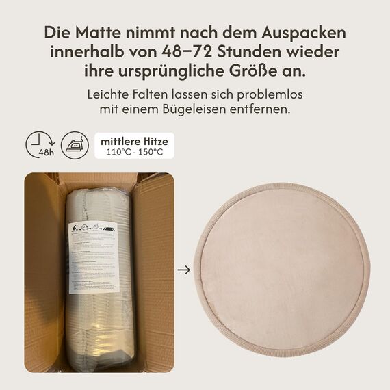 Hakuna Matte Wolkenweiche Spielmatte Baby 120x120x2,5cm, beige – Teppich für Kinderzimmer mit hochwertigem Memory-Schaum – Krabbelmatte Baby mit Rutschfester Unterseite – Krabbeldecke, Tatami Matte