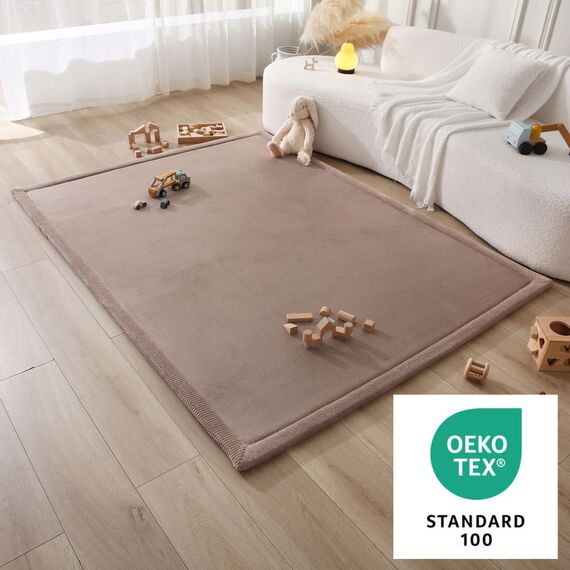 Hakuna Matte Wolkenweiche Spielmatte Baby 200x150x2,5cm, braun – Teppich für Kinderzimmer mit hochwertigem Memory-Schaum – Krabbelmatte Baby mit Rutschfester Unterseite – Krabbeldecke, Tatami Matte