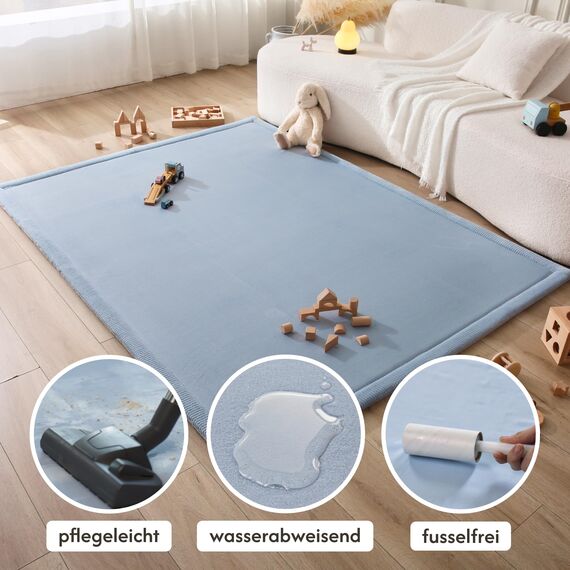 Hakuna Matte Wolkenweiche Spielmatte Baby 200x150x2,5cm, blau – Teppich für Kinderzimmer mit hochwertigem Memory-Schaum – Krabbelmatte Baby mit Rutschfester Unterseite – Krabbeldecke, Tatami Matte