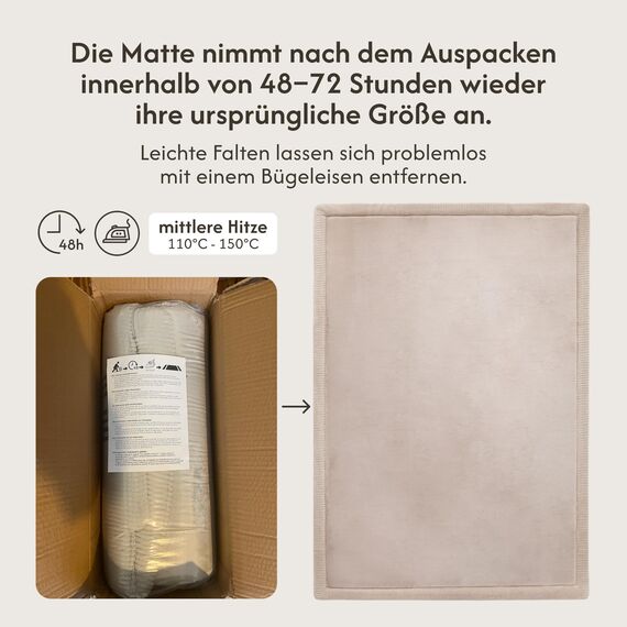 Hakuna Matte Wolkenweiche Spielmatte Baby 170 x 120 x2,5cm, beige – Teppich für Kinderzimmer mit hochwertigem Memory-Schaum – Krabbelmatte Baby mit Rutschfester Unterseite – Krabbeldecke, Tatami Matte