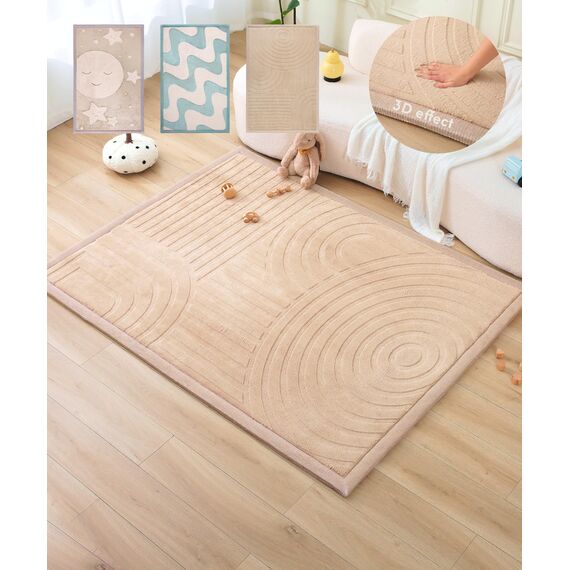 Wolkenweiche Spielmatte Baby 200x150x2,5cm, bögen – Teppich für Kinderzimmer mit hochwertigem Memory-Schaum – Krabbelmatte Baby mit Rutschfester Unterseite – Krabbeldecke Kinderteppich Tatami Matte