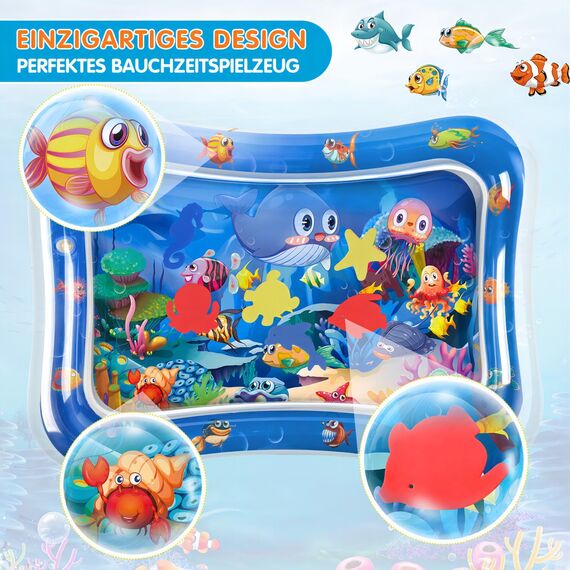Infinno Wassermatte Baby Wasserspielmatte Spielzeug, Spielmatte Baby für 3 6 9 Monate Blauer Ozean
