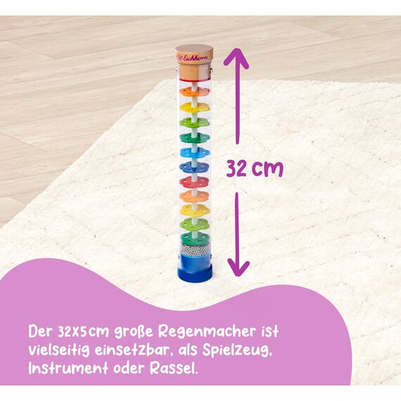 Eichhorn 100003446 - Regenmacher aus massivem Holz, Kunststoffrohr mit Metallkugeln, 32x5cm