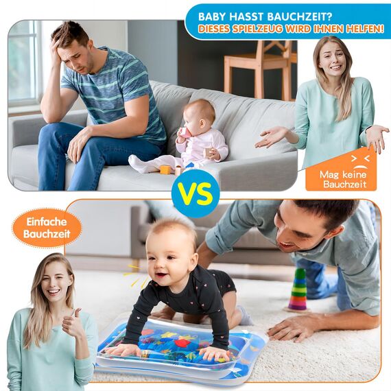 Infinno Wassermatte Baby Wasserspielmatte Spielzeug, Spielmatte Baby für 3 6 9 Monate Blauer Ozean