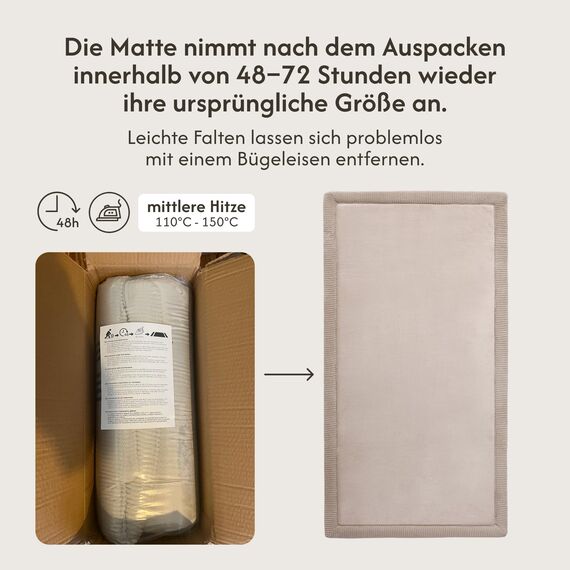 Wolkenweiche Spielmatte Baby 150x80x2,5cm, beige – Teppich für Kinderzimmer mit hochwertigem Memory-Schaum – Krabbelmatte Baby mit Rutschfester Unterseite – Krabbeldecke, Kinderteppich, Tatami Matte
