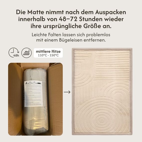 Wolkenweiche Spielmatte Baby 170x120x2,5cm bögen – Teppich für Kinderzimmer mit hochwertigem Memory-Schaum – Krabbelmatte Baby mit Rutschfester Unterseite – Krabbeldecke, Kinderteppich, Tatami Matte