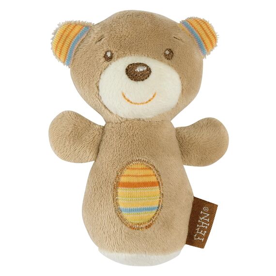 Mini-Rassel Teddy – Mini-Greifling zum Rasseln, Fühlen, Spielen - kuschelweiches Stoff-Tier – ein treuer Begleiter für Babys und Kleinkinder ab 0+ Monaten