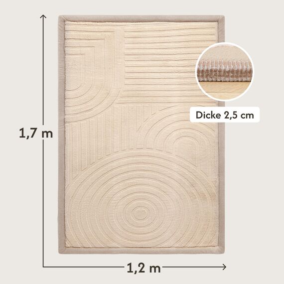 Wolkenweiche Spielmatte Baby 170x120x2,5cm bögen – Teppich für Kinderzimmer mit hochwertigem Memory-Schaum – Krabbelmatte Baby mit Rutschfester Unterseite – Krabbeldecke, Kinderteppich, Tatami Matte