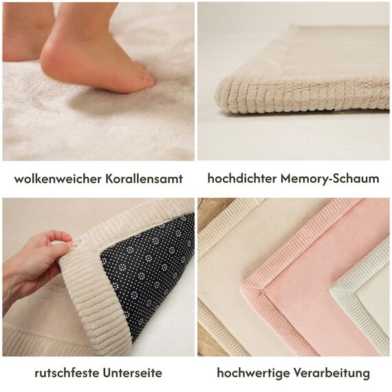 Wolkenweiche Spielmatte Baby 150x80x2,5cm, beige – Teppich für Kinderzimmer mit hochwertigem Memory-Schaum – Krabbelmatte Baby mit Rutschfester Unterseite – Krabbeldecke, Kinderteppich, Tatami Matte