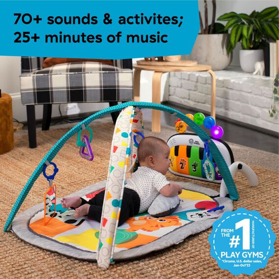 Baby Einstein, 4 in 1 Kickin' Tunes Spieldecke mit 70+ Geräuschen, 25+ Minuten Musik, Erlebnisdecke mit Klavier und Lichtern, Spielmatte mit Spielbogen abnehmbarem Babyspielzeug, ab der Geburt