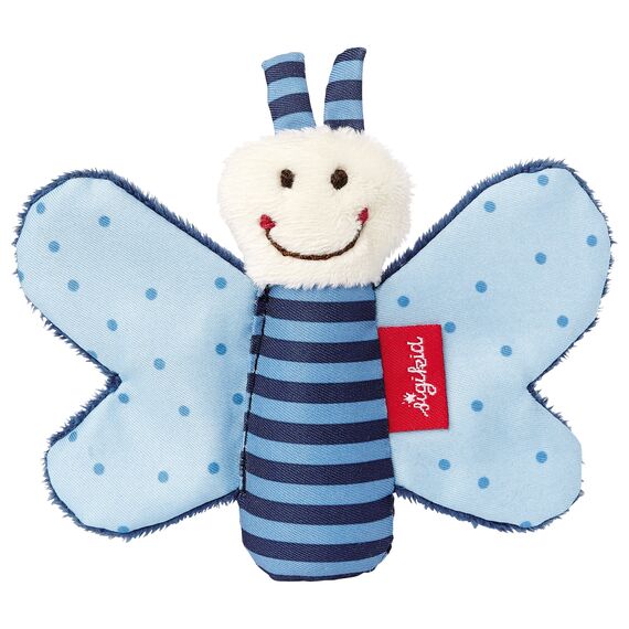SIGIKID 41180 Greifling Schmetterling Red Stars Mädchen und Jungen Babyspielzeug empfohlen ab Geburt blau