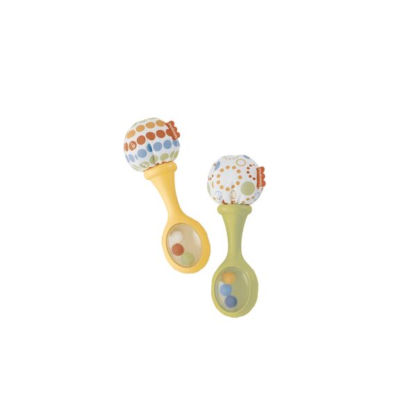 Fisher-Price Rumba-Rasseln - Set aus 2 Rasseln mit bunten Perlen und weichen Griffen, fördert die sensorische Entwicklung und Feinmotorik, für Babys ab 3 Monaten, BLT33