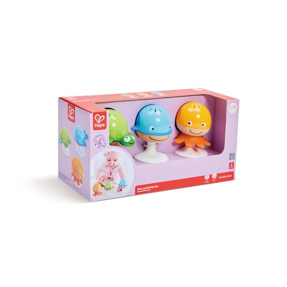 Hape  Saugnapf  Rasselset – 3‑teilige Meeres‑Tier Rassel‑ und Beißspielzeug, Sensorik‑ & Motorikförderung für Babys ab  0  Monaten