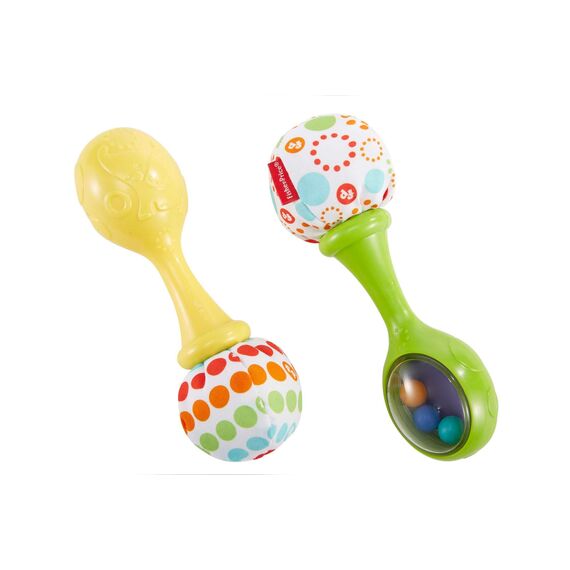 Fisher-Price Rumba-Rasseln - Set aus 2 Rasseln mit bunten Perlen und weichen Griffen, fördert die sensorische Entwicklung und Feinmotorik, für Babys ab 3 Monaten, BLT33