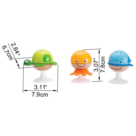 Hape  Saugnapf  Rasselset – 3‑teilige Meeres‑Tier Rassel‑ und Beißspielzeug, Sensorik‑ & Motorikförderung für Babys ab  0  Monaten