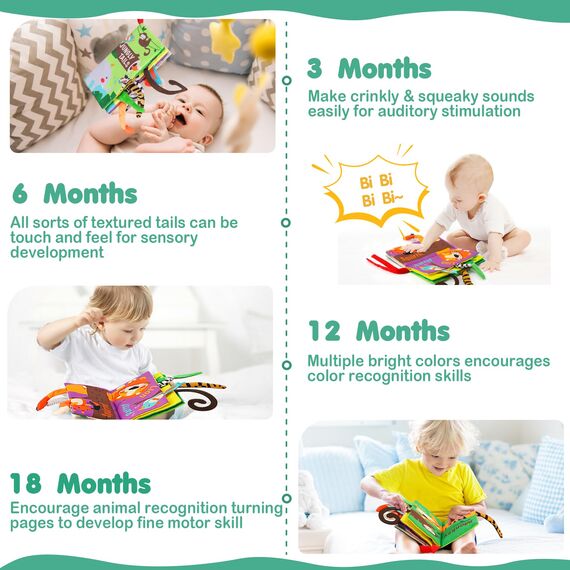 beiens Baby Spielzeug 6 Monate,Babybuch stoffbuch fühlbuch knisterbuch Bilderbuch Stoffbücher Kinderwagen Neugeborene Spielzeug ab 0 3 6 Monate, Baby Bücher Quiet Book Geschenk für Jungen Mädchen