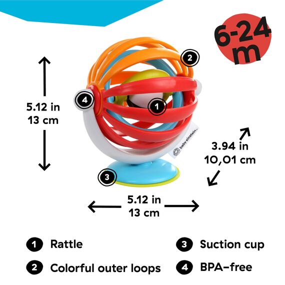 Baby Einstein, Sticky Spinner Spielzeug, perfekt auf Reisen oder für unterwegs, saugfähiger Boden zum Anbringen auf glatten Oberflächen