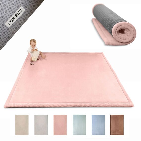 Hakuna Matte Wolkenweiche Spielmatte Baby 200x150x2,5cm, rosa – Teppich für Kinderzimmer mit hochwertigem Memory-Schaum – Krabbelmatte Baby mit Rutschfester Unterseite – Krabbeldecke, Tatami Matte