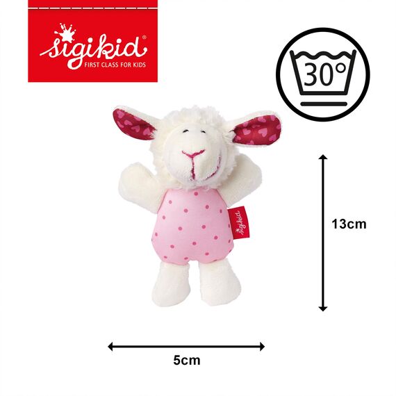 SIGIKID 41189 Rassel Schaf Red Stars Mädchen und Jungen Babyspielzeug empfohlen ab Geburt rosa