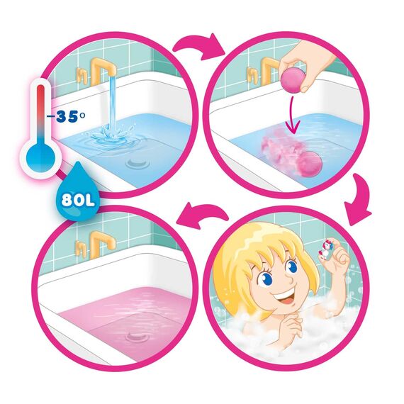 INKEE Surprise Unicorn Badebomben - 3er Set Magische Badekugel mit Überraschung, Kinder Badebomben mit Einhorn Spielfiguren, Pop-Corn Duft, 3x 100g