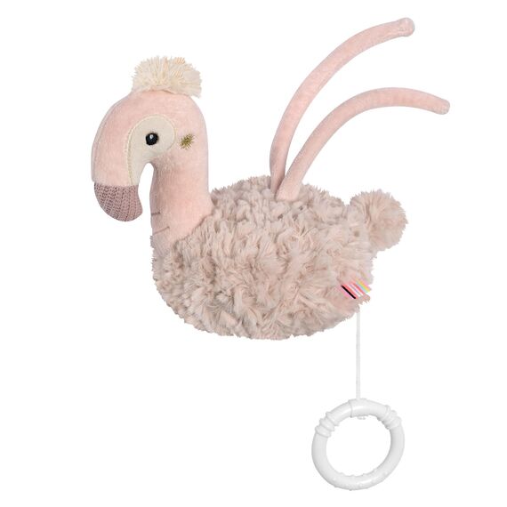 Fehn Spieluhr Flamingo – Kuscheltier & Einschlafhilfe: Aufzieh-Spieluhr mit sanfter Melodie "Weißt du wieviel Sternlein stehen" beruhigt in jeder Situation – für Babys und Kleinkinder ab 0+ Monaten