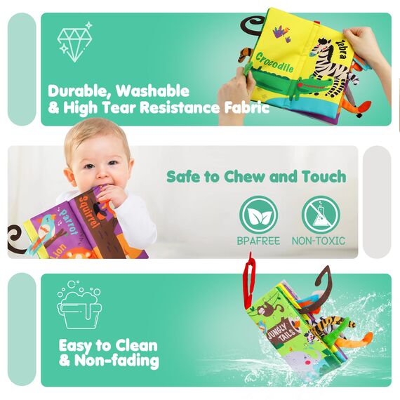 beiens Baby Spielzeug 6 Monate,Babybuch stoffbuch fühlbuch knisterbuch Bilderbuch Stoffbücher Kinderwagen Neugeborene Spielzeug ab 0 3 6 Monate, Baby Bücher Quiet Book Geschenk für Jungen Mädchen