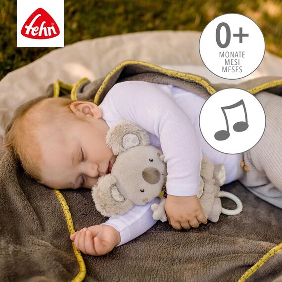 Fehn Spieluhr Baby Einschlafhilfe Koala - Kuscheltier mit sanfter Einschlafhilfe Melodie "Mozarts Wiegenlied" - Babyspielzeug für Unterwegs und Zuhause - Musikspielzeug für Babys und Kleinkinder