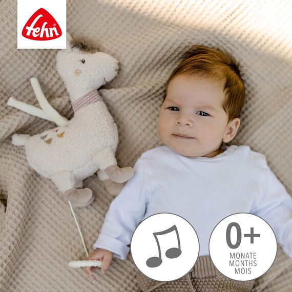 Fehn Spieluhr Baby Einschlafhilfe Lama - Spieluhr mit herausnehmbarem Spielwerk zum Aufhängen - Schlafhilfe Melodie "Schlaf Kindlein schlaf" Spielzeug - Musikspielzeug für Babys & Kinder ab 0+ Monaten